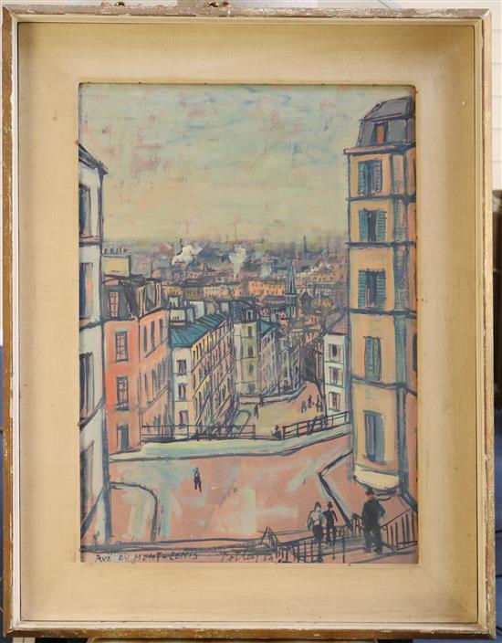 Llewellyn Petley-Jones (1908-1986) View from Rue de Mont Cenis, Paris 25.5 x 18in.